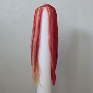 Vibrant Red and Blonde Hair Wig